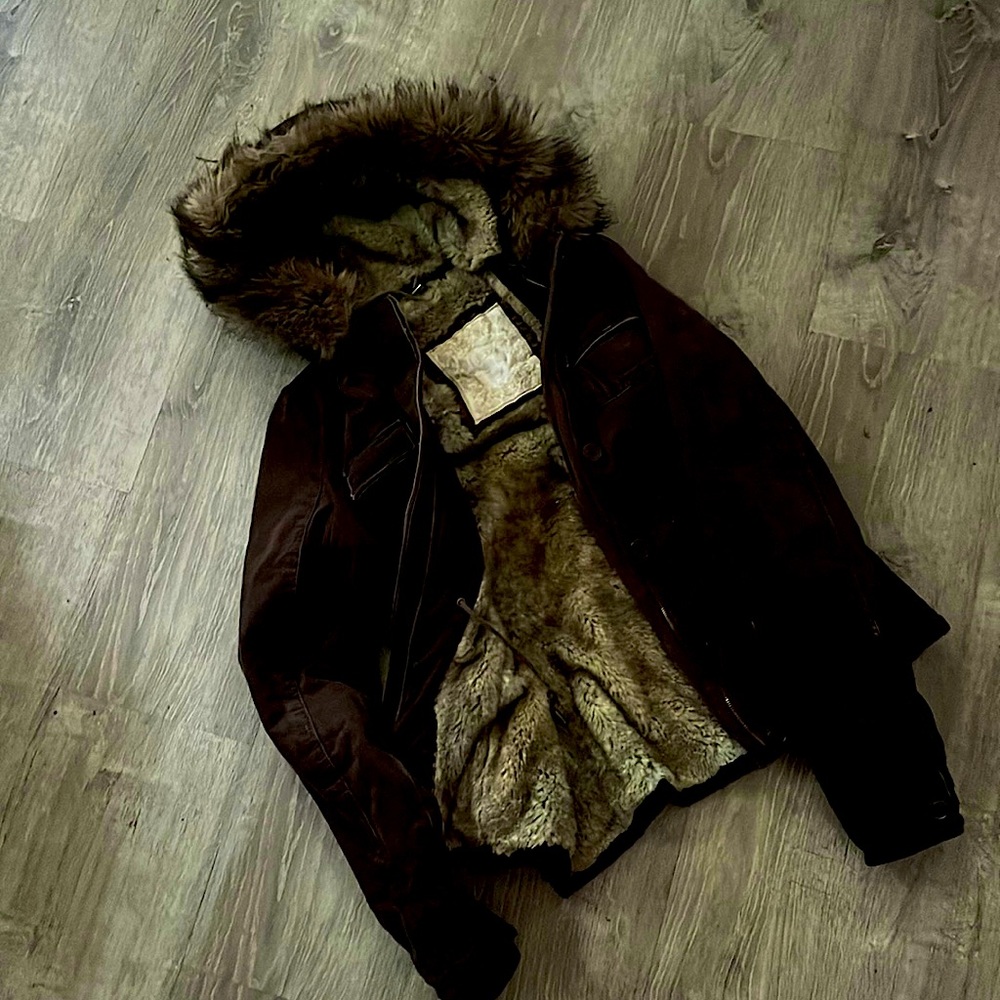 Abercrombie fur hood brown jacket